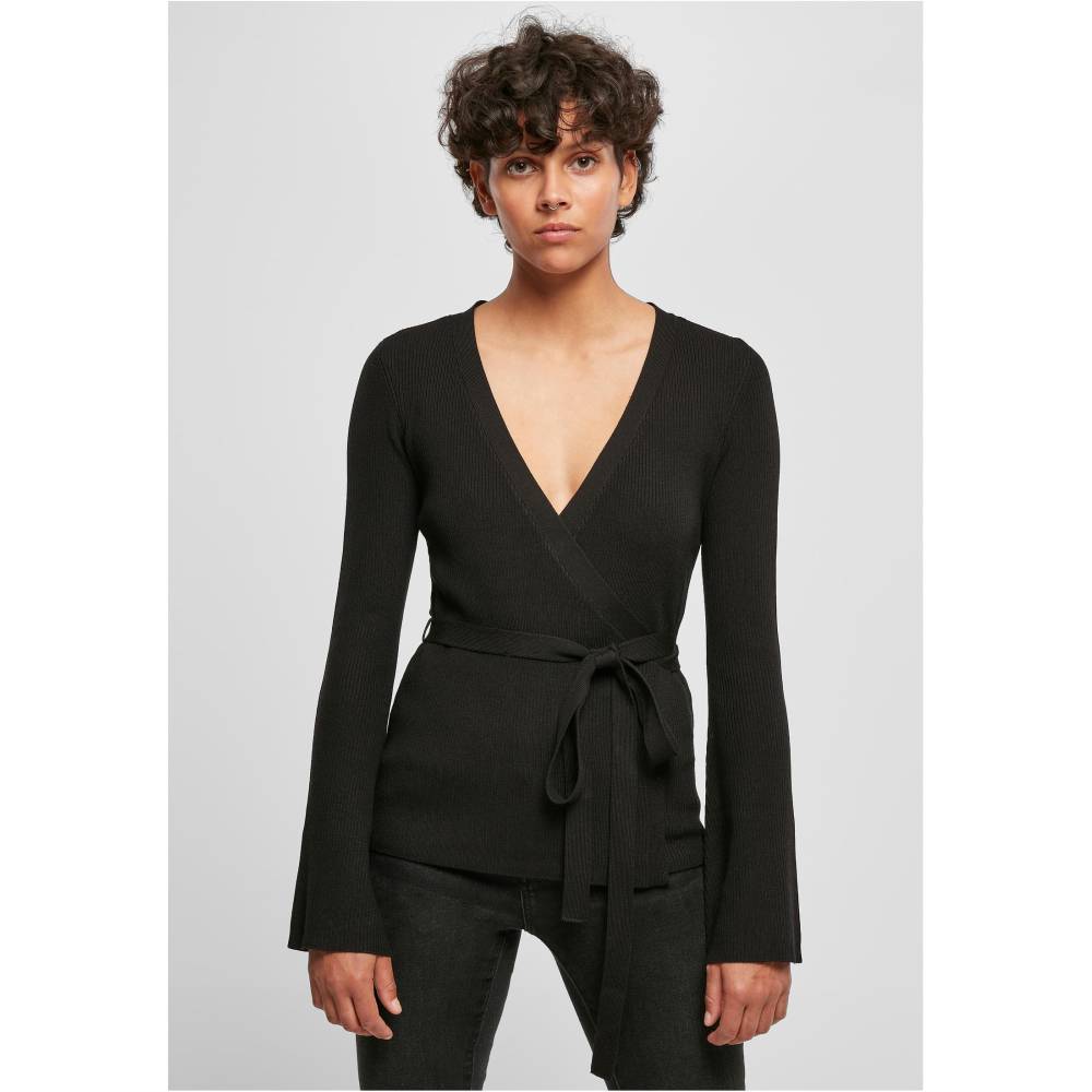 Urban Classics - Rib Knit Wrapped Longue cardigan - Noir